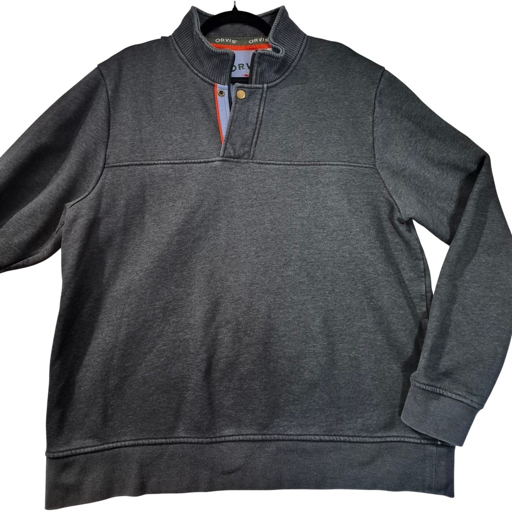 ORVIS Men's Gray 1/4 Zip Pullover Sweatshirt Size L Large